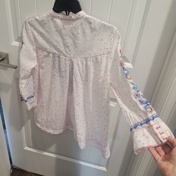 Johnny Was 3J Workshop Boho Floral Embroidered Top S Festival Multicolor Peasant - Picture 9 of 13